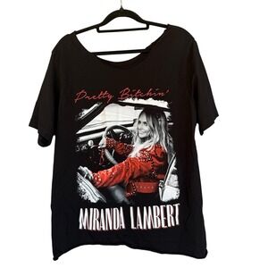 Miranda Lambert Shirt Womens Large Black Pretty Bitchin Graphic Concert Cut Neck